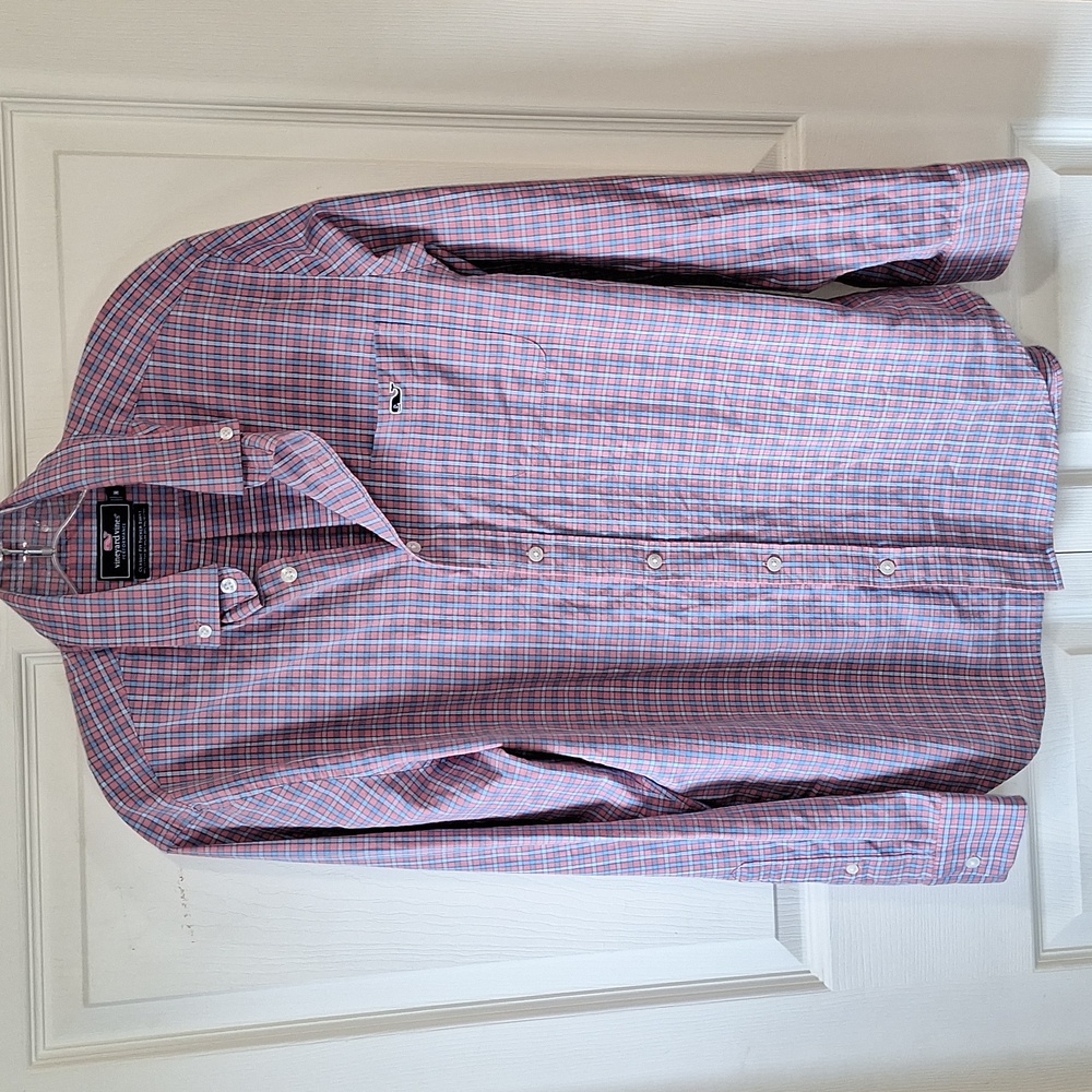 Vineyard Vines "Tucker" Button Down - M - Pink Blue Plaid